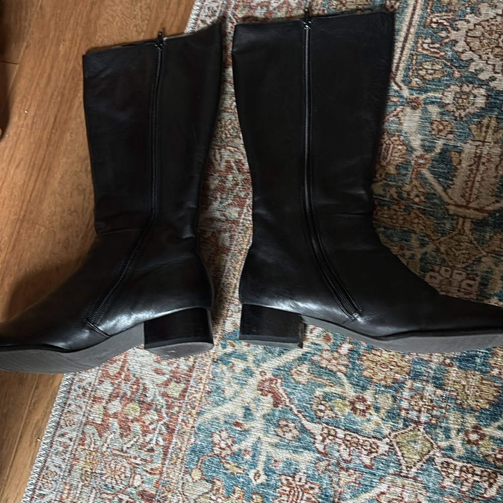 Black Leather Women's Boots - Picture 2 of 5